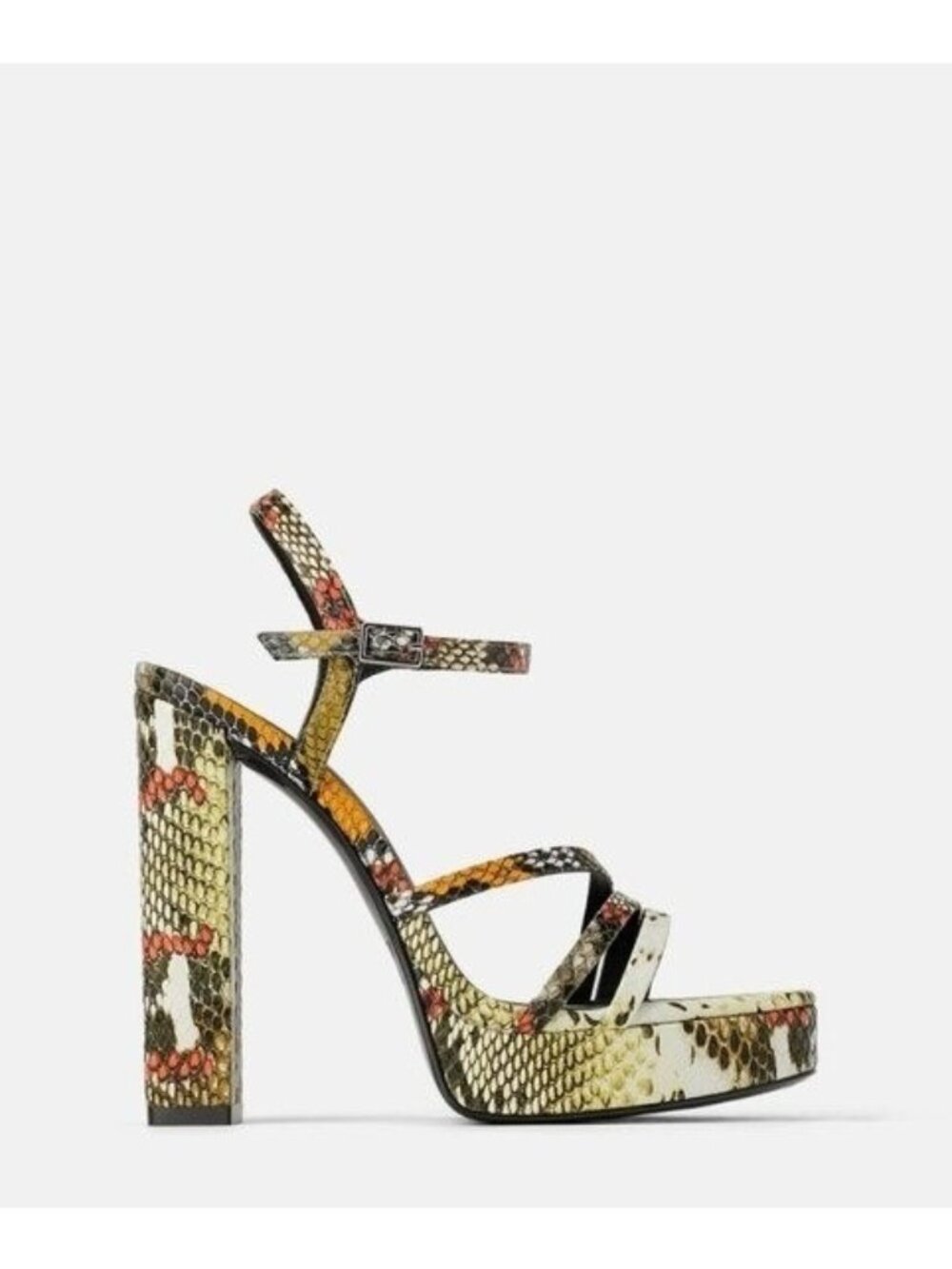 🛍 Zara Animal Print Multicolored High Heel Platform Sandals Size 40